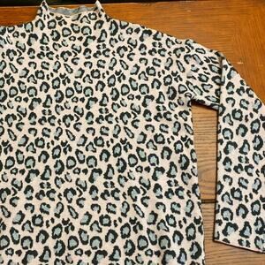 Cynthia Rowley Medium leopard print animal Mock Neck Pink Crop Pullover y2k 2000